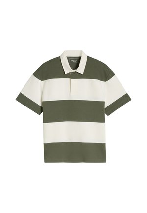 TOM TAILOR DENIM, RELAXED FIT POLOSHIRT MIT BLOCKSTREIFEN - Poloshirt - olive green gardenia stripe
