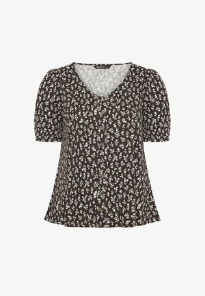 Yours Clothing, PLUS SIZE FLORAL TOPS - T-shirts print - chocolate