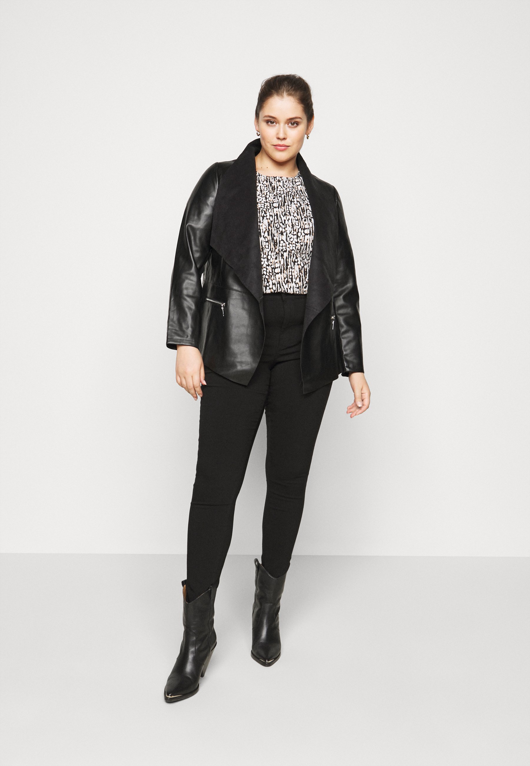 plus size waterfall leather jacket