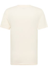 Short-sleeve t-shirt in off-white cotton, featuring a crew neckline and smooth texture. No visible graphics or patterns.