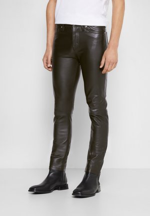 DAVID - Leren broek - noir