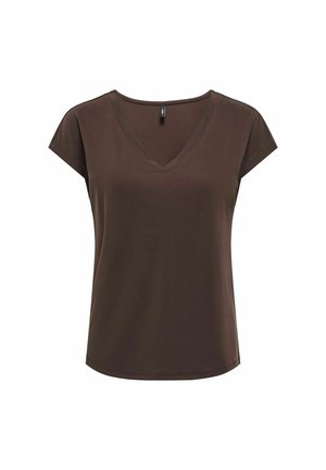 ONLY, ONLFREE LIFE S/S MOD.V-NECK TOP JRS NOOS - T-shirt basic - coffee bean