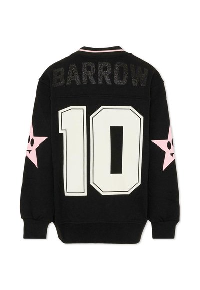 Felpa nera con il numero "10" e la scritta "BARROW" in caratteri glitter neri. Presenta dettagli a forma di stella rosa sulle maniche. Collo rotondo classico.