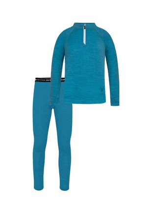 MERINO SKIUNTERWÄSCHE THERMOUNTERWÄSCHE SET AUS MERINOWOLLE LANGARMSHIRT UND UNTERHOSE  - Unterhemd/-shirt - blau