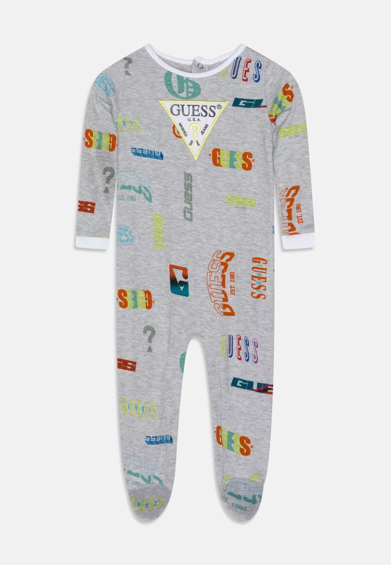 Guess NEWBORN INTERLOCK OVERALL Pijama de bebé yellow/black logo