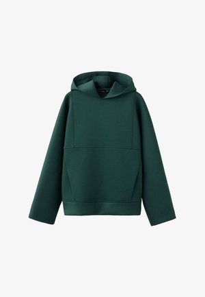 Felpa con cappuccio verde scuro dal taglio comodo, realizzata in un tessuto dalla texture particolare e silhouette oversize, con cuciture minime e polsini e orlo a costine.