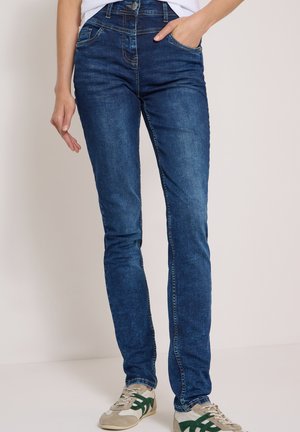 Cecil, HIGH WAIST SLIM LEG JEANS IM SLIM FIT - Vaqueros slim fit - mid blue used wash