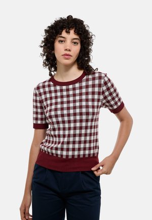 MANCHES COURTES MOTIF VICHY - T-shirt imprimé - cabernet