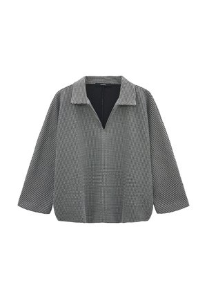 Blusa a maniche tre quarti, con colletto e un motivo in bianco e nero, caratterizzata da una silhouette rilassata. Tessuto strutturato con dettagli di design sottili.