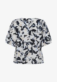 Nevybrané, beige black blue blurry leaf