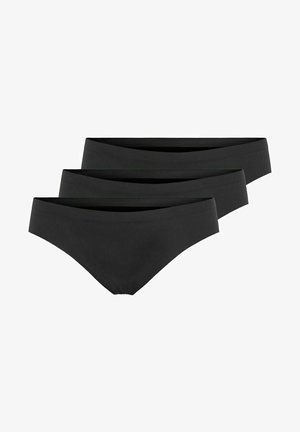 Mustad mustad mustriga, sisaldab kolme erinevat tükki, millel on sile ja veniv kangas, keskmise kõrgusega disain ja lai vöökoht mugavuse tagamiseks.