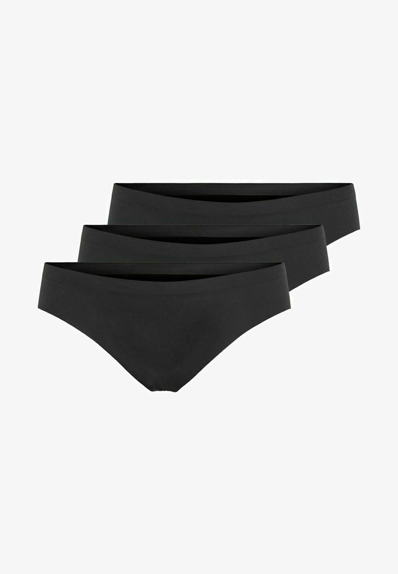 Zwarte bikini slipjes, set van drie, met een gladde, rekbare stof, middelhoge taille en een brede tailleband voor comfort.