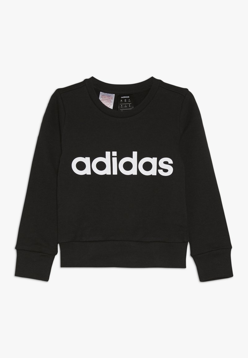 Czarny sweatshirt wykonany z mieszanki bawełny, z okrągłym dekoltem i ściągaczami. Na przodzie znajduje się duży, biały logo "adidas".