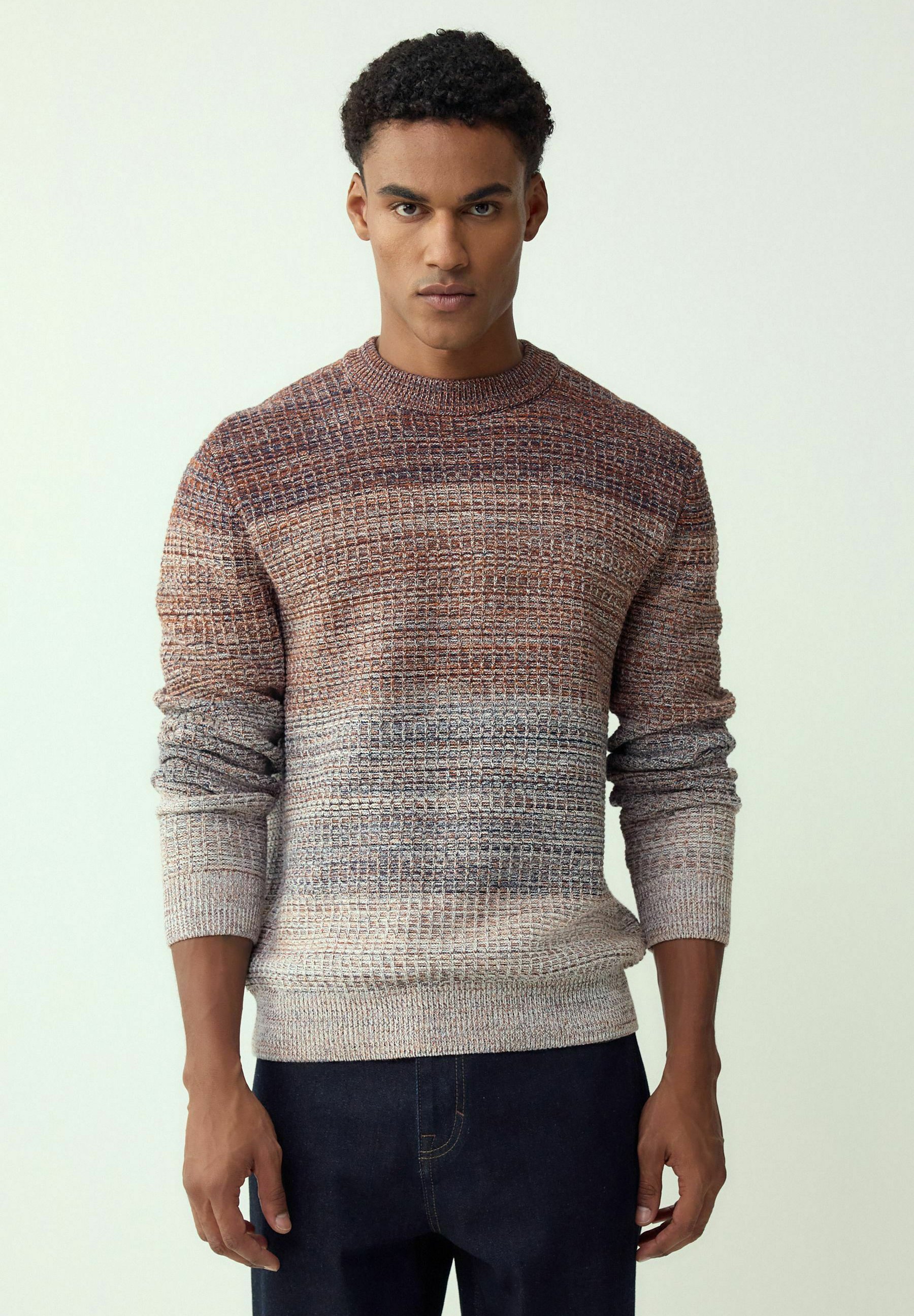 Maglione Uomo Lavorato A Maglia Girocollo Vestibilità Larga - Fantasia A Treccia, Morbido E Caldo, Cotone Misto