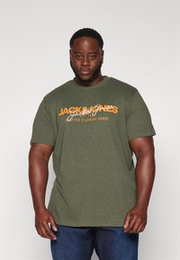 Jack & Jones JJALVIS TEE CREW NECK 3 PACK - Potiskana majica - kombu green/navy blazer/black