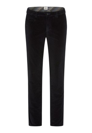 Zwarte corduroy broek met een rechte pasvorm, voorzien van een gestructureerd patroon, zijzakken en een patroon aan de binnenband.