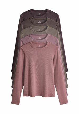 REGULAR FIT - 5 PACK  - Maglietta a manica lunga - purple light purple pink brown stripe brown