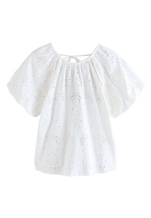 Next, REGULAR FIT - BRODERIE SHORT SLEEVE CREW NECK TOP  . - Blouse - white