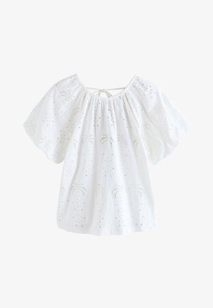 Next, REGULAR FIT - BRODERIE SHORT SLEEVE CREW NECK TOP . - Pluus - white