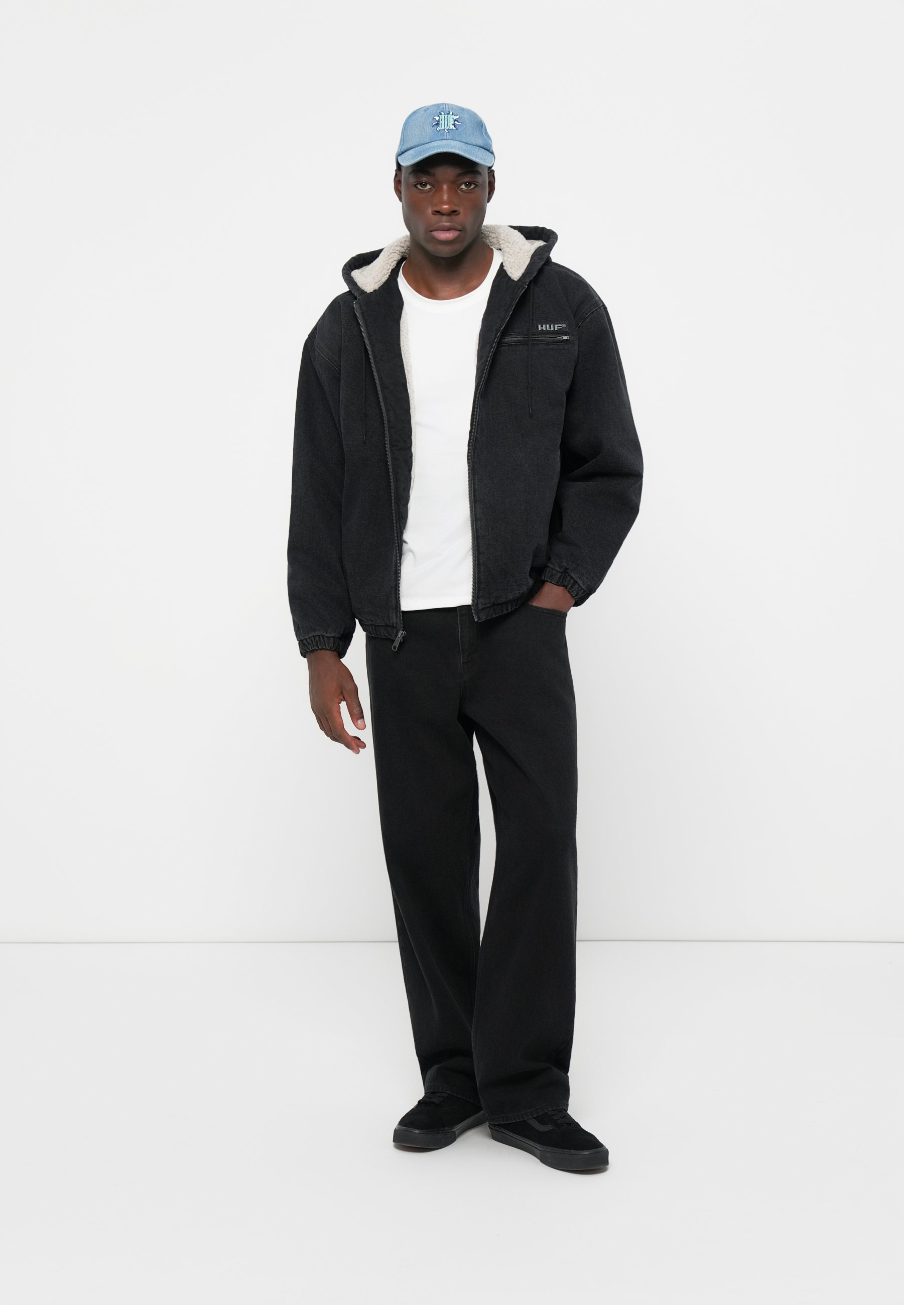 HUF WHAT A JUNGLE WORK JACKET UNISEX - Denim jacket - washed black