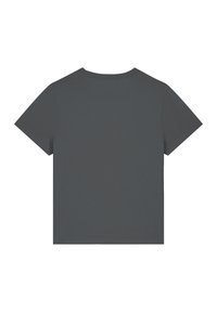 Dunkelgraues T-Shirt mit kurzen Ärmeln, aus weichem Baumwollmaterial, hat einen runden Halsausschnitt und ein schlichtes, unauffälliges Rückendesign.