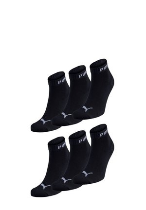 Schwarze Sneakersocken aus Baumwollmix, mit gerippten Bündchen, einem Logo am Bund und einem tief geschnittenen Design. Packung mit sechs Paaren.