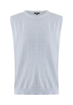 Lichtblauw mouwloos sweatshirt met een ronde halslijn, vervaardigd uit een zachte, gestructureerde stof. Heeft een geribbelde zoom en een minimalistisch ontwerp.