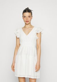 Vero Moda Petite - VMHONEY VNECK SHORT DRESS - Blousejurk - snow white Miniatuurafbeelding 1