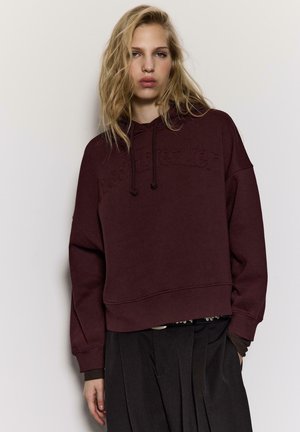 EMBROIDERED - Mikina s kapucňou - dark red