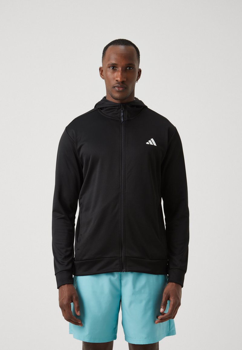 adidas Performance TRAIN ESSENTIALS CAMO FULL ZIP - Chaqueta de entrenamiento - black