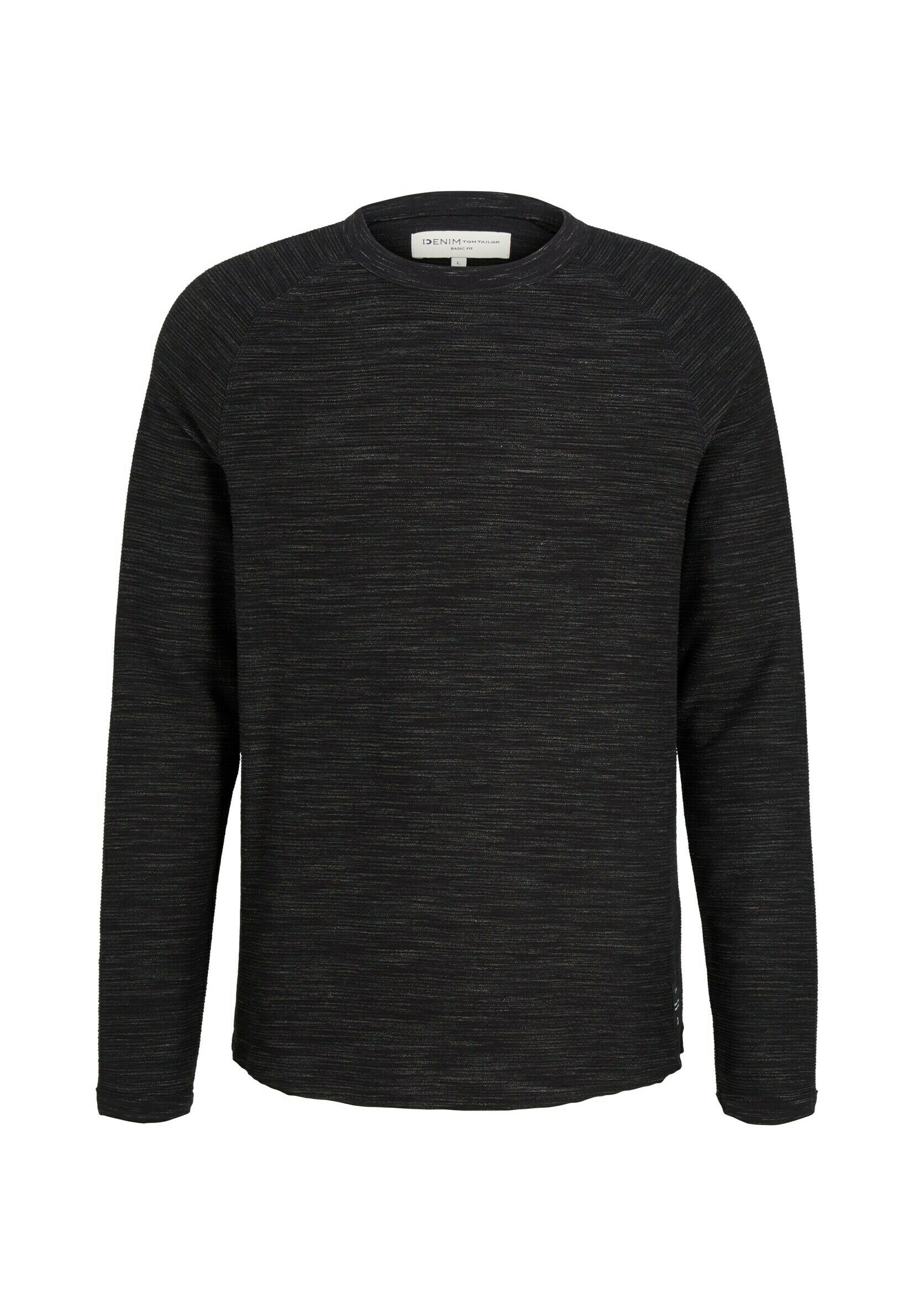TOM TAILOR Denim Herren Langarmshirt – Basic-Fit, Mit Feiner Struktur, Aus Baumwollmix