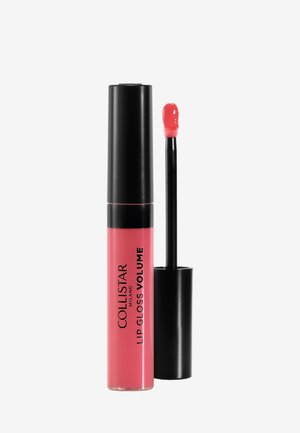 Gloss à lèvres Collistar Volume rose avec bouchon noir et applicateur montrant un gloss rose brillant à l’extrémité.