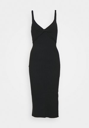 TWIST FRONT MIDI DRESS - Vestido de punto - black