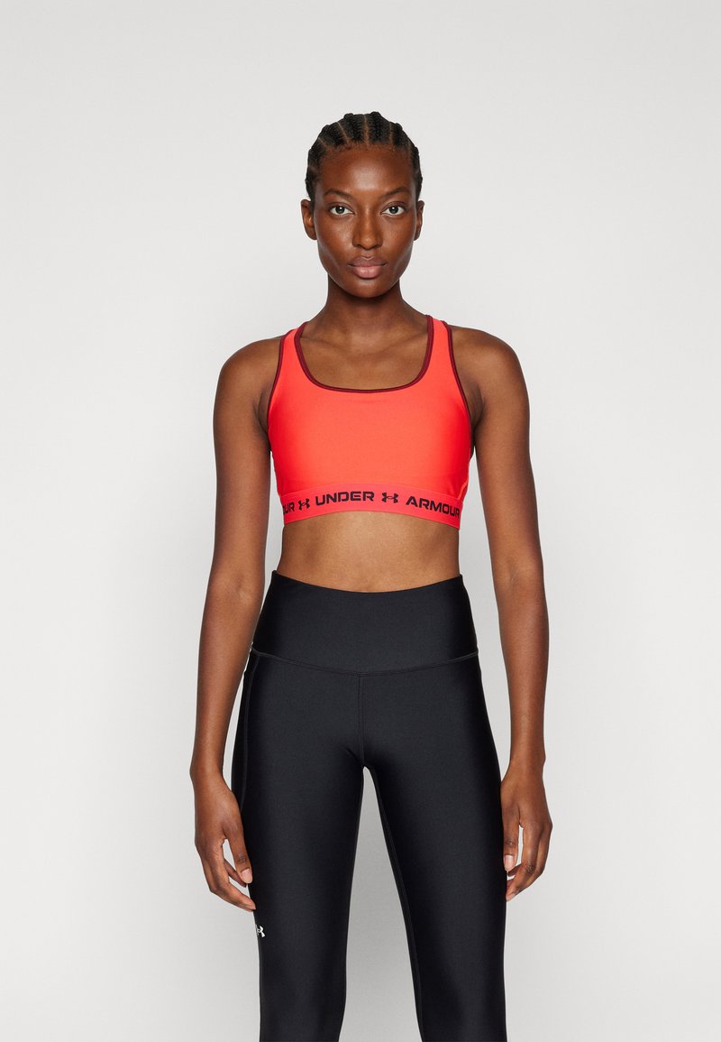 Under Armour CROSSBACK MID  - Medium support sports bra - racer red/cardinal/black