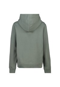 Kapuzensweatshirt in Olivgrün, aus weichem Stoff gefertigt. Verfügt über eine lässige Passform, gerippte Ärmelbündchen und ein schlichtes Rückendesign ohne zusätzliche Details.