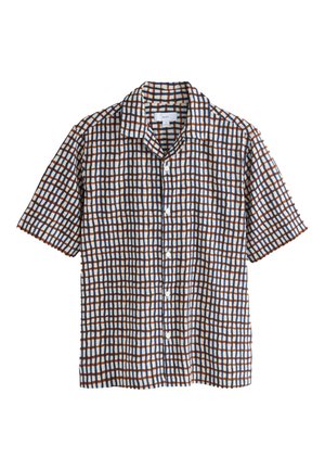 REGULAR FIT - WATERCOLOUR SHORT SLEEVE CHECK - Hemd - navy blue