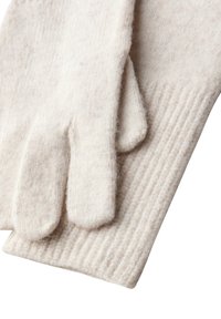 Wollen handschoenen in lichtbeige, met een zachte textuur en ribgebreide manchet, met een drieledige vingerontwerp voor warmte en behendigheid.