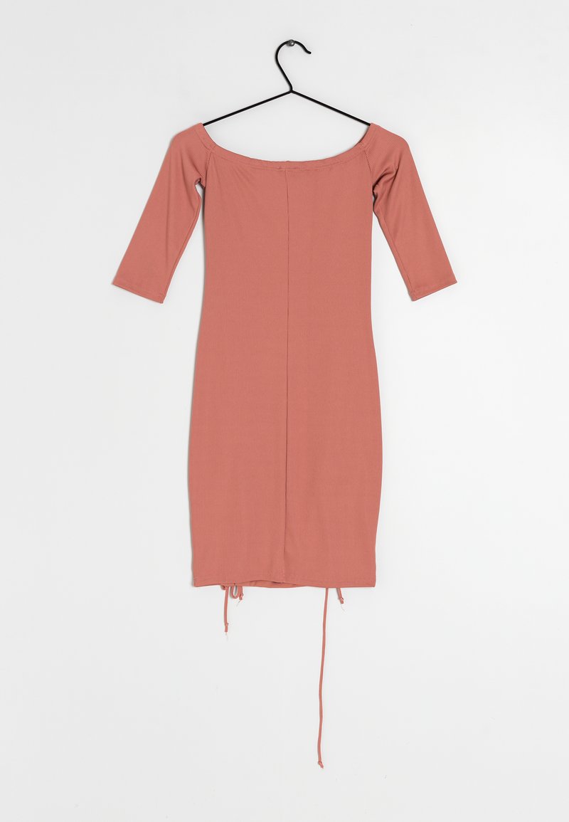 river island pink rose dress River Island shoulder pad floral midi dress in pink