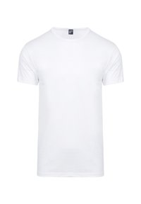 Witte katoenen T-shirt met korte mouwen en een ronde hals. Bevat een label aan de hals met 'ALAN RED' merknaam. Soepele textuur.
