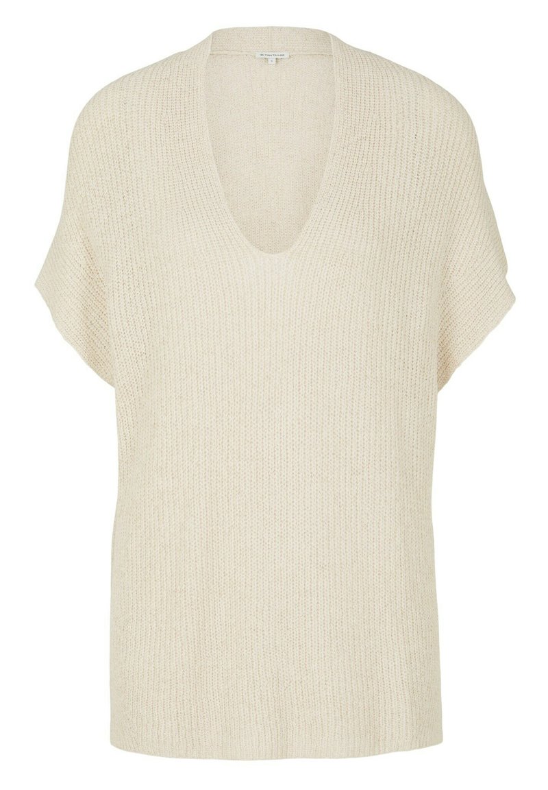 Damen T-Shirts | TOM TAILOR T-Shirt basic light cashew beige/offwhite - NU77377 Damen T-Shirts | TOM TAILOR T-Shirt basic light cashew beige/offwhite - NU77377