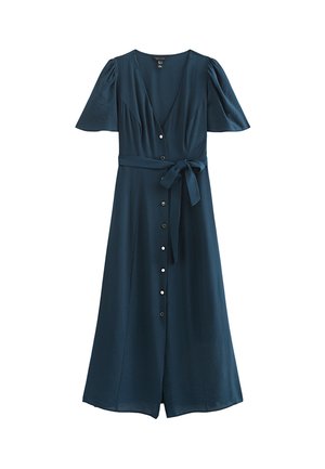 New Look, NAVY BUTTON FRONT FLUTTER SLEEVE MIDI DRESS - Blousejurk - navy