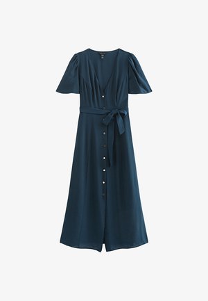 New Look, NAVY BUTTON FRONT FLUTTER SLEEVE MIDI DRESS - Blusenkleid - navy