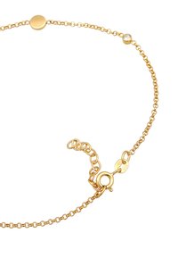 Armband aus goldfarbigem Metall mit rundem Verschluss und kleinen klaren Edelsteinakzenten. Mit verstellbaren Gliedern für eine anpassbare Passform.