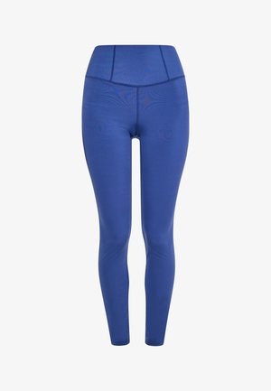 Leggings in een effen blauwe kleur, gemaakt van rekbaar materiaal, met een hoge tailleband en een gladde, gestructureerde oppervlaktestructuur.