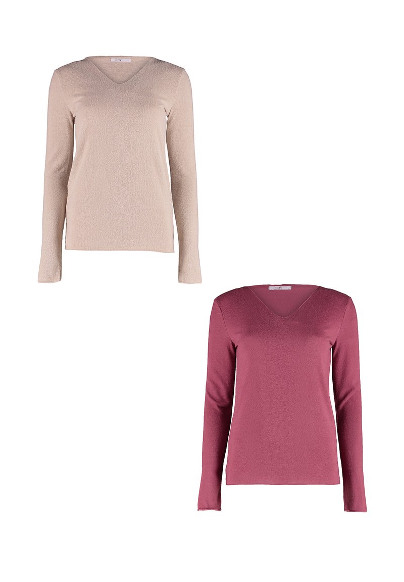 Hailys LANGARMSHIRT 2ER-SET V-AUSSCHNITT NORMALE PASSFORM - Langarmshirt - altrosa