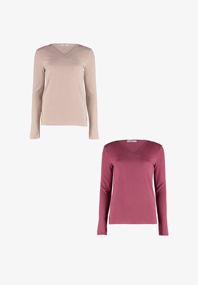 Hailys LANGARMSHIRT 2ER-SET V-AUSSCHNITT NORMALE PASSFORM - Long sleeved top - altrosa