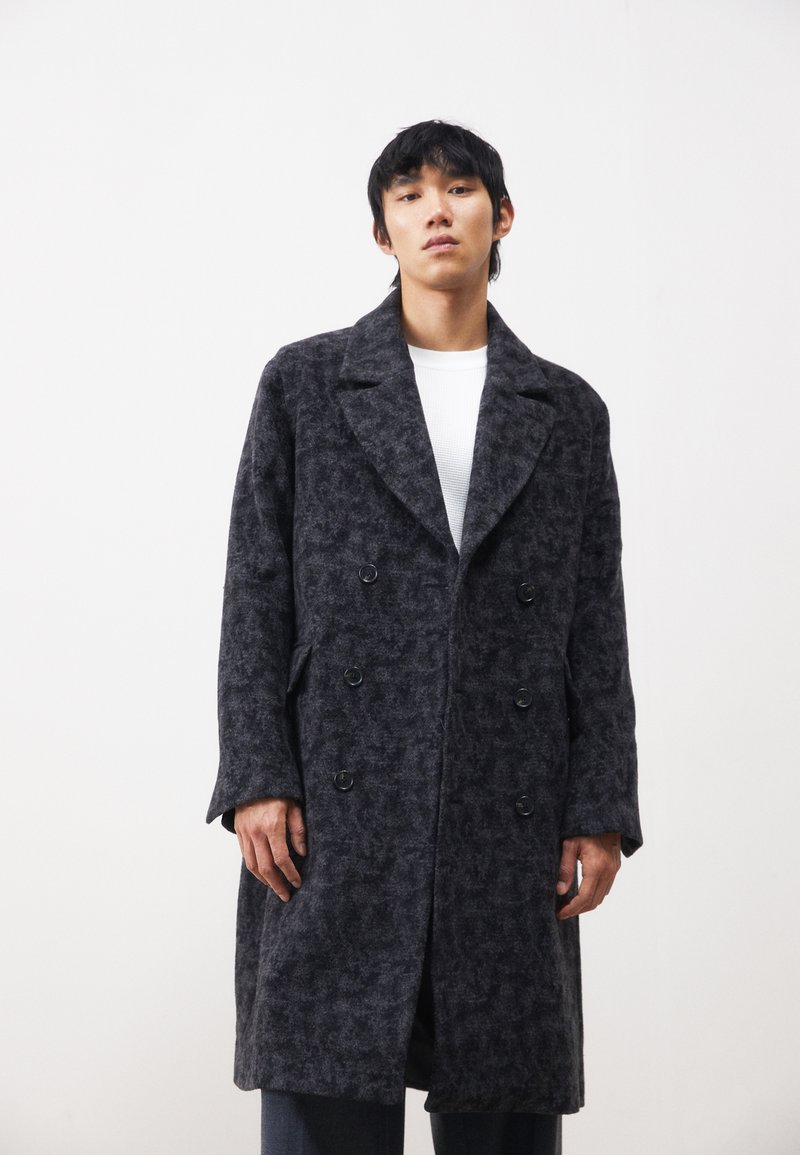 J.LINDEBERG DUGGIE DOUBLE BREASTED COAT Klassisk kappa / rock black