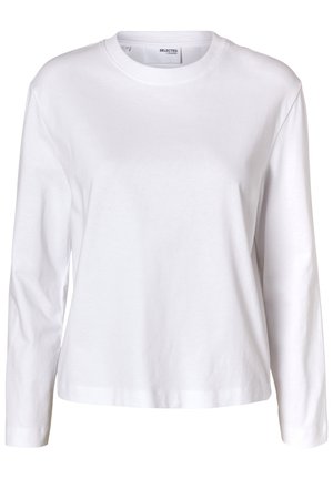 Selected, SLFESSENTIAL LS BOXY TEE NOOS - Langærmet T-shirt - bright white