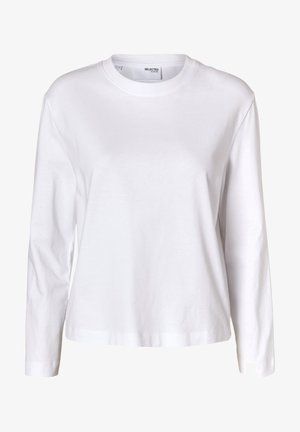 Selected, SLFESSENTIAL LS BOXY TEE NOOS - Pitkähihainen paita - bright white