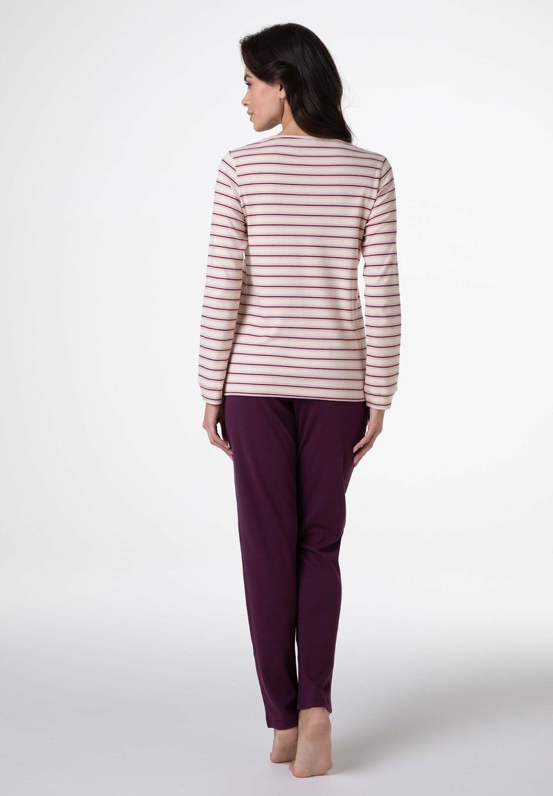 Pigiama In Brushed Punto Milano Donna - Set Con Maglia Asimmetrica E Pantaloni Vita Elasticata